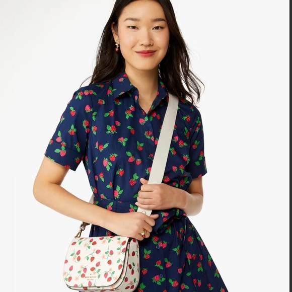NWT Kate Spade Strawberry Vine Crossbody Saddle Bag - Picture 2 of 12